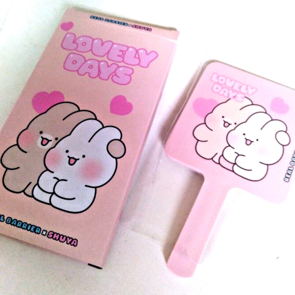 Real Barrier X Shuya Lovely Days Pink Hand Mirror, New Cute K Beauty Cartoon
